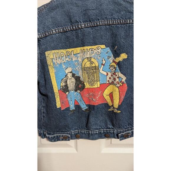 VINTAGE kool kids‎ 80s theme blue jean denim jacket sz S Mariner's Club - Picture 9 of 13